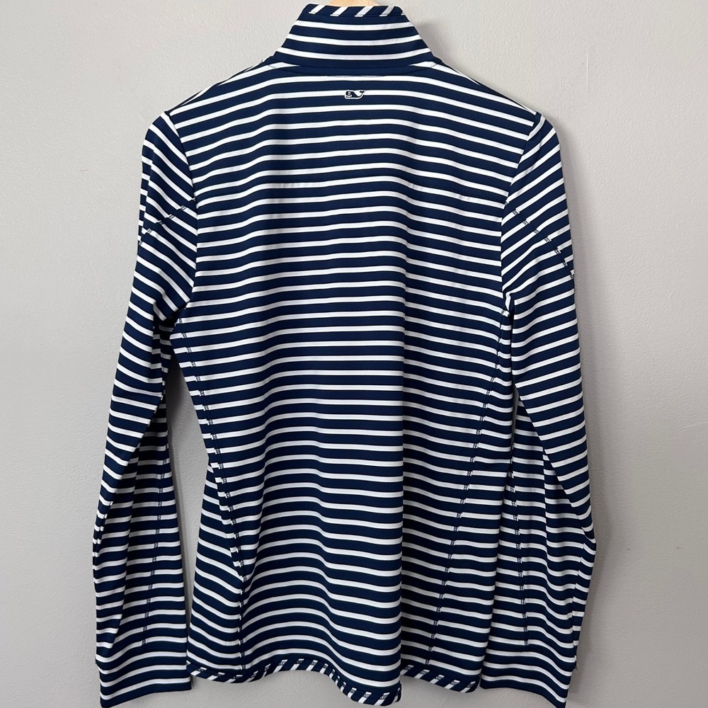 Vineyard Vines Shep Shirt Womens M Navy Stripe 1/4 Zip Pullover Preppy Coastal - Picture 3 of 8